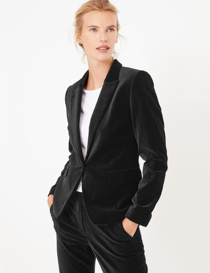 Marks & Spencer Velvet Fitted Blazer Black