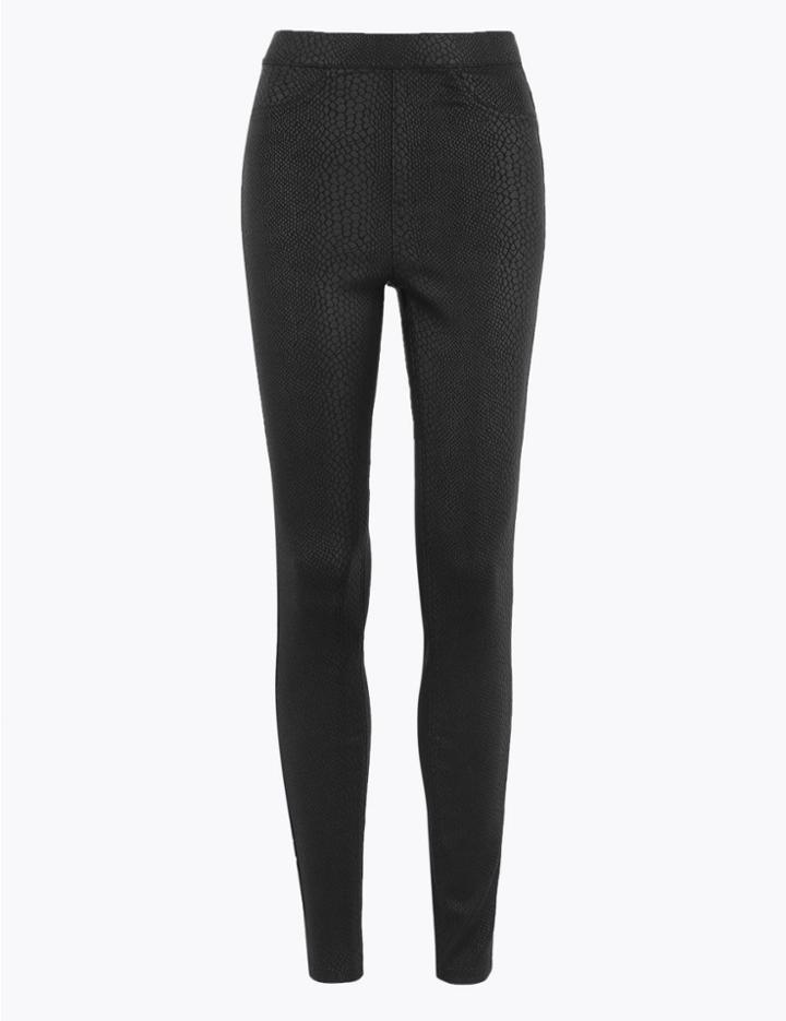 Marks & Spencer Coated Snake Print High Waist Jeggings Black