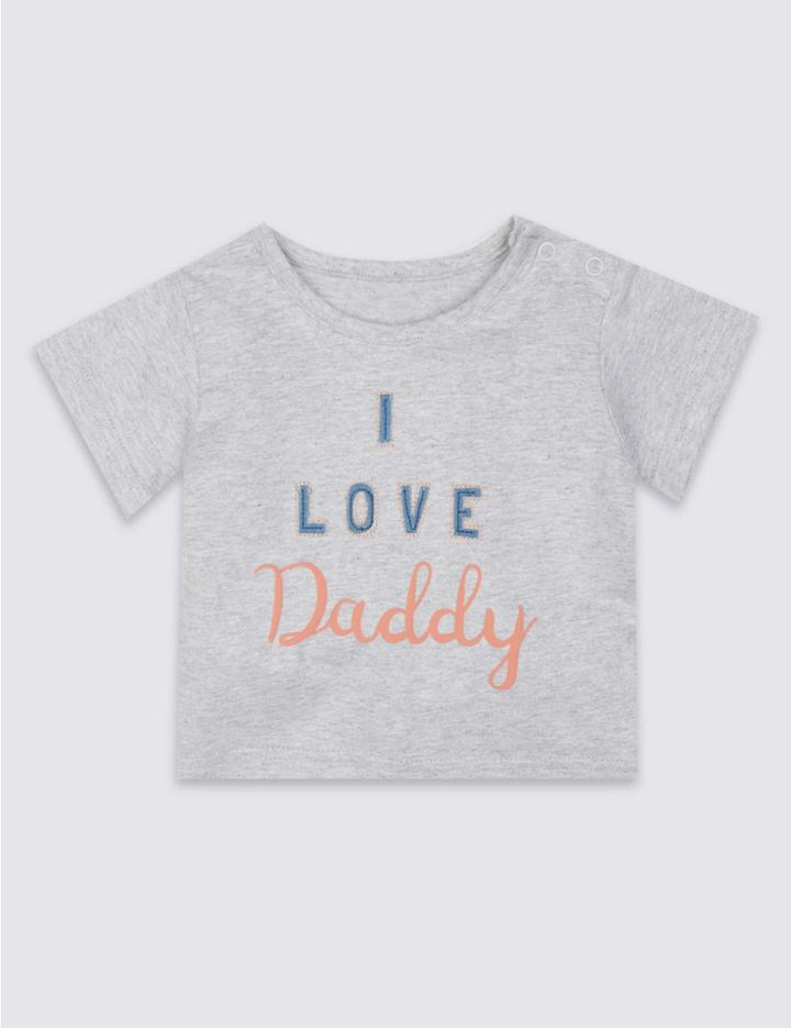 Marks & Spencer Pure Cotton I Love Daddy Top Grey Marl