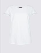 Marks & Spencer Pure Cotton Round Neck Short Sleeve Top Soft White