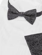 Marks & Spencer Silk Paisley Bow Tie And Pocket Square Set Grey Mix