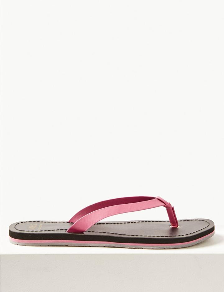 Marks & Spencer Open Toe Stripe Base Flip-flops Sandals Black Mix