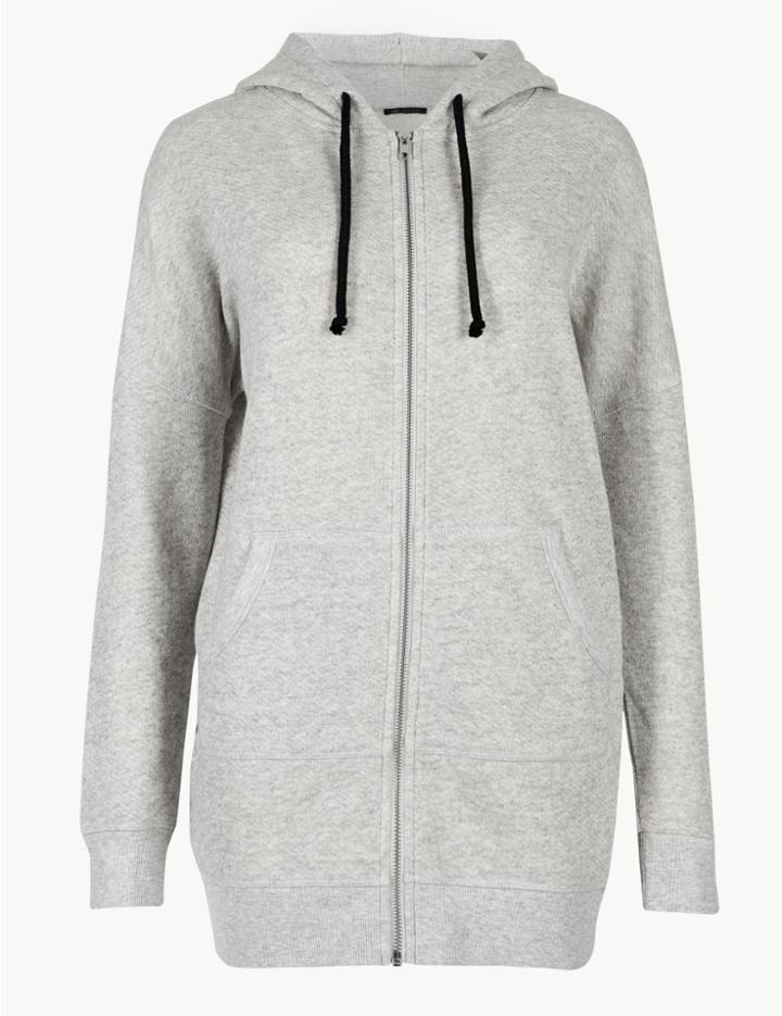 Marks & Spencer Longline Long Sleeve Sweatshirt Grey Marl