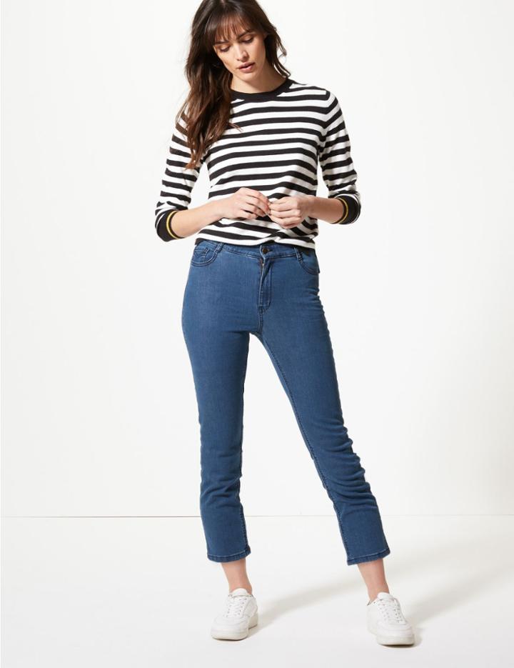 Marks & Spencer High Waist Cropped Jeans Medium Indigo