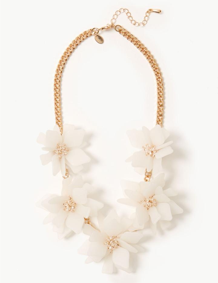 Marks & Spencer Glitter Flower Collar Necklace White Mix