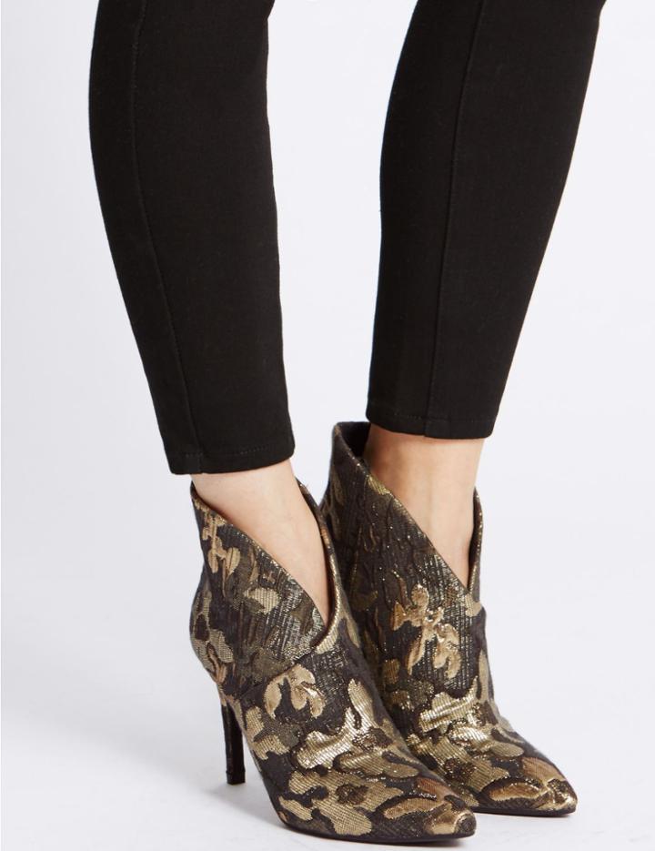 Marks & Spencer Stiletto Heel Wrap Ankle Boots Gold Mix