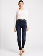 Marks & Spencer Embellished Roma Rise Skinny Leg Jeans Indigo Mix