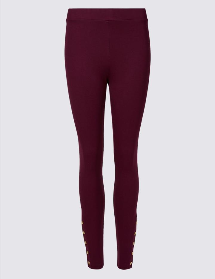 Marks & Spencer Popper Detail Leggings Plum
