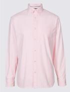 Marks & Spencer Easy Care Pure Cotton Slim Fit Oxford Shirt Bright Pink