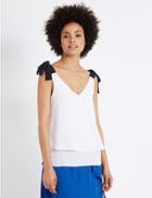 Marks & Spencer Double Layer V-neck Vest Top Ivory Mix