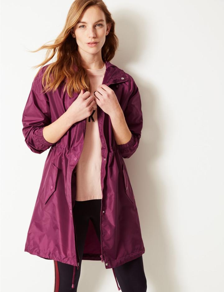 Marks & Spencer Long Pack Away Parka Dark Magenta