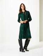 Marks & Spencer Jacquard Print Long Sleeve Shift Midi Dress Green