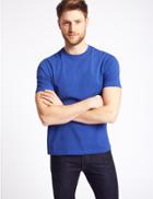 Marks & Spencer Slim Fit Pure Cotton T-shirt With Cool Comfort&trade; Blue