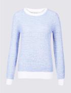 Marks & Spencer Pure Cotton Textured Yarn Round Neck Jumper White Mix