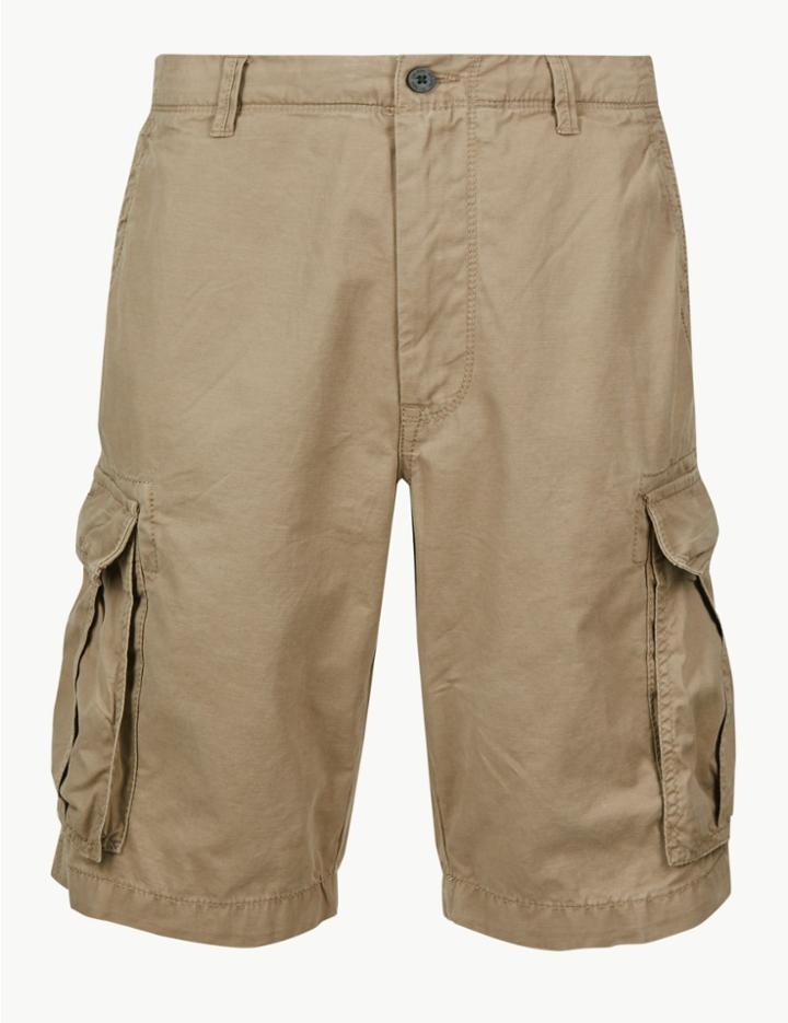 Marks & Spencer Pure Cotton Authentic Cargo Shorts Stone