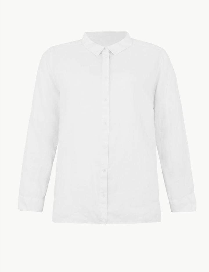Marks & Spencer Curve Pure Linen Shirt Eco White