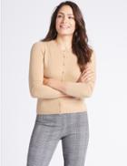 Marks & Spencer Cashmilon&trade; Round Neck Cardigan Camel