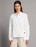 Marks & Spencer Pure Cotton Button Detail Long Sleeve Shirt White