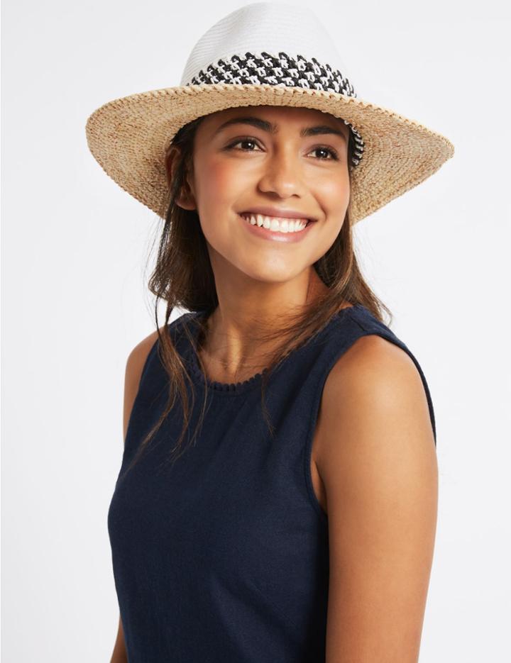 Marks & Spencer Mono Fedora Hat White Mix
