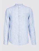 Marks & Spencer Easy Care Pure Linen Shirt With Pocket Chambray