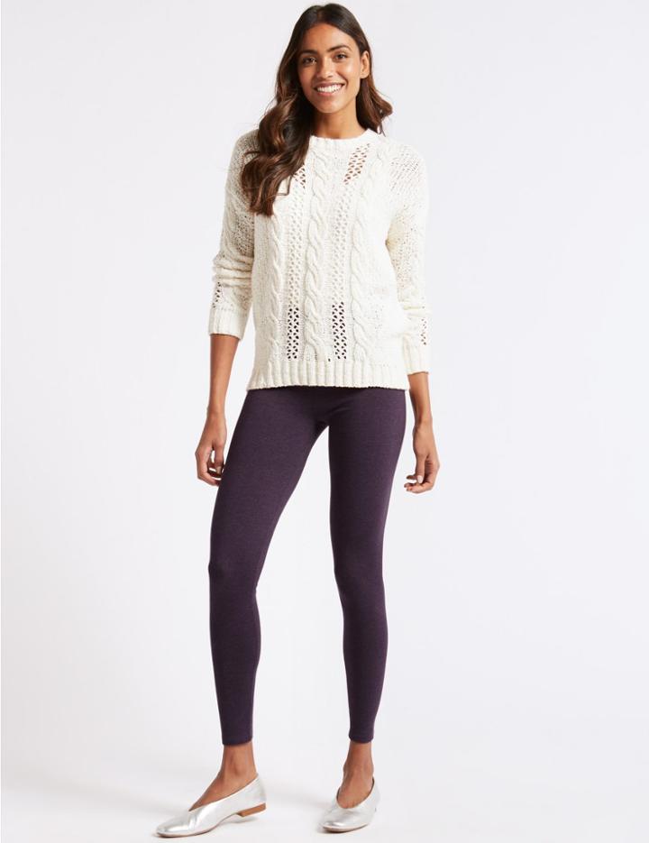 Marks & Spencer Cotton Rich Marl Leggings Purple