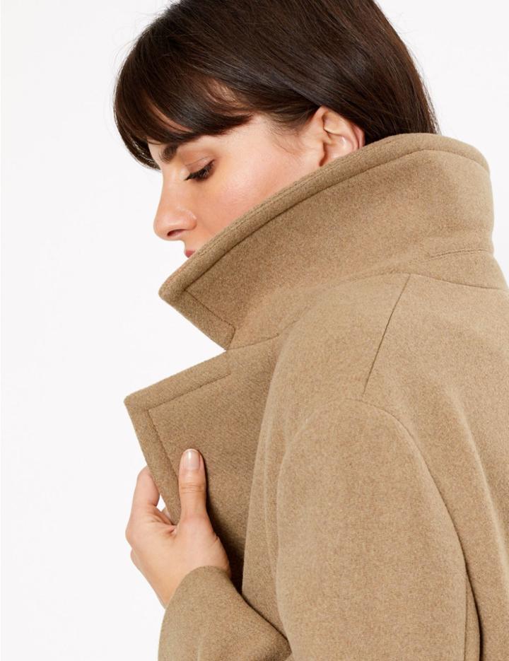 Marks & Spencer Double Breasted Peacoat With Wool Camel