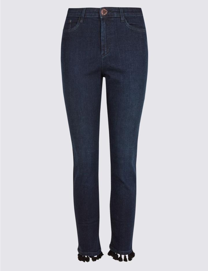 Marks & Spencer Pom Pom Roma Rise Slim Leg Jeans Indigo