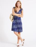 Marks & Spencer Knot Front Printed Vest Dress Blue Mix