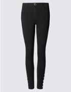 Marks & Spencer Ankle Button Skinny Leg Jeans Black