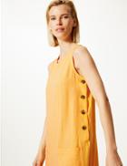 Marks & Spencer Cotton Blend Shift Midi Dress Yellow