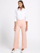 Marks & Spencer Pure Linen Wrap Wide Leg Trousers Pink