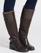 Marks & Spencer Block Heel Fur Lined Knee High Boots Chocolate