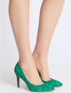 Marks & Spencer Stiletto Heel Lace Court Shoes Green