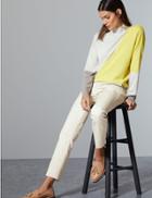 Marks & Spencer Cotton Rich Slim Leg Ankle Grazer Trousers Light Putty