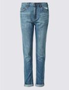 Marks & Spencer Mid Rise Boyfriend Ankle Grazer Jeans Light Indigo