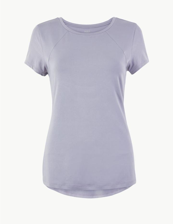 Marks & Spencer Quick Dry Round Neck Short Sleeve Top Dusted Lilac