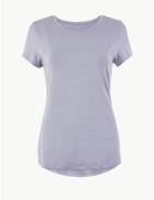 Marks & Spencer Quick Dry Round Neck Short Sleeve Top Dusted Lilac