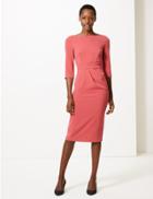 Marks & Spencer Seam Detail Bodycon Knee Length Dress Pink