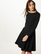 Marks & Spencer Ponte Long Sleeve Fit & Flare Mini Dress Black