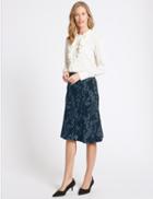 Marks & Spencer Jacquard Print A-line Midi Skirt Blue Mix