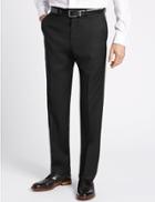 Marks & Spencer Black Tailored Fit Wool Trousers Black