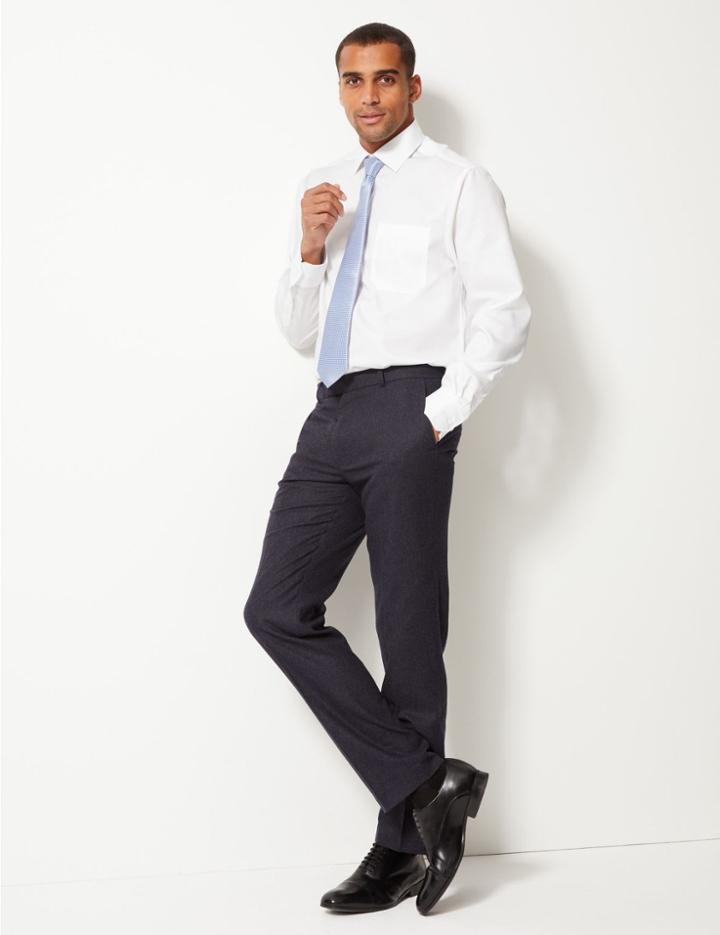 Marks & Spencer Pure Cotton Regular Fit Non-iron Shirt White