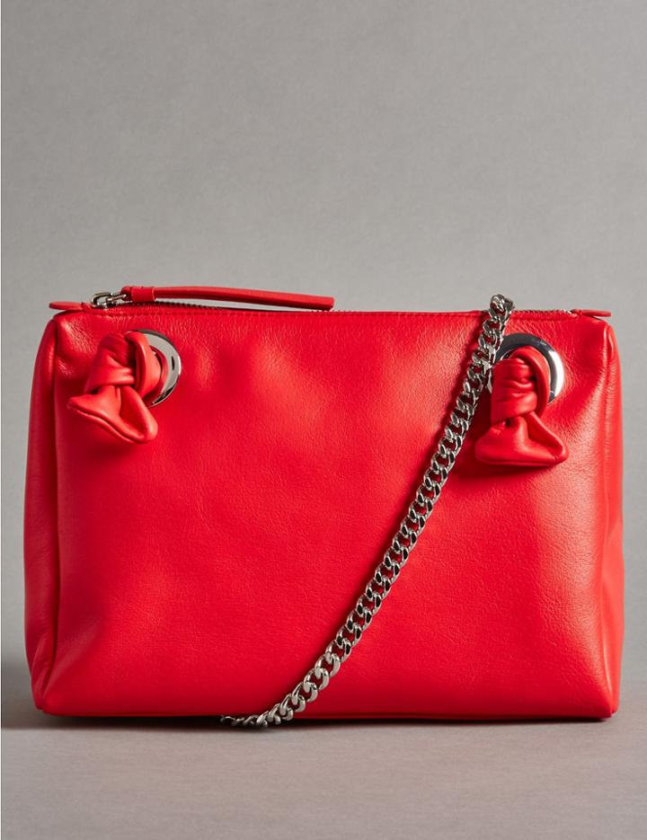 Marks & Spencer Leather Eyelet Across Body Bag Red