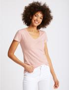 Marks & Spencer Pure Cotton Lightweight V-neck T-shirt Bubblegum