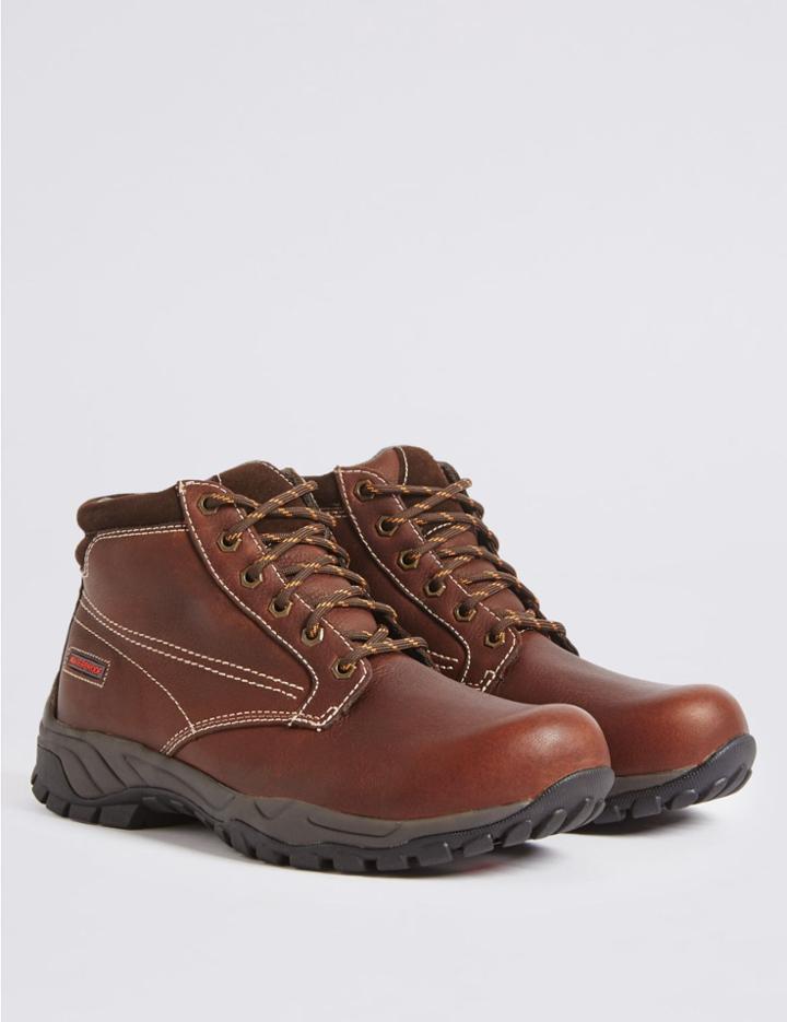 Marks & Spencer Leather Lace-up Storm Gibson Boots Brown