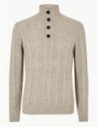 Marks & Spencer Cable Knit Jumper With Wool Grey