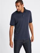 Marks & Spencer Modal Rich Textured Polo Shirt Navy Mix