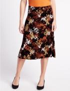 Marks & Spencer Printed A-line Midi Skirt Brown Mix