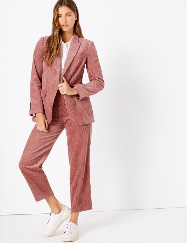 Marks & Spencer Pure Cotton Straight Leg 7/8th Trousers Pink