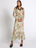 Marks & Spencer Lilly Print Long Sleeve Maxi Dress Ivory Mix